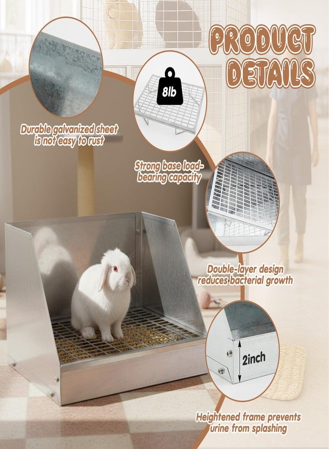 ماكس تشيك صندوق فضلات الأرانب ماكس تشيك، عبوة واحدة، مصنوع من الفولاذ المجلفن، صندوق فضلات للأرانب الصغيرة، مرحاض زاوية من الفولاذ المجلفن مع شبكة، سهل التنظيف للأرانب وخنازير غينيا (12.5 × 10 × 8 بوصة). - Image 3